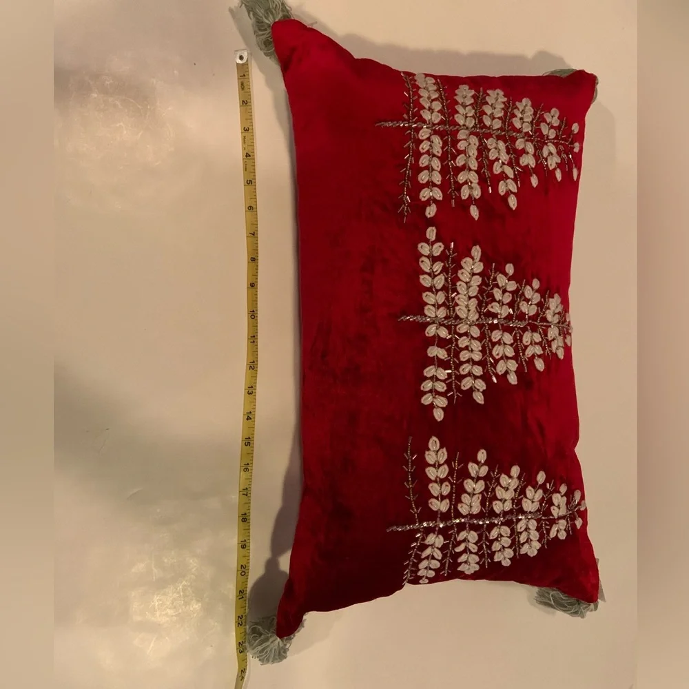 NWT Beaded Christmas Tree Red Velvet Front Glitz & Glimmer Zipper